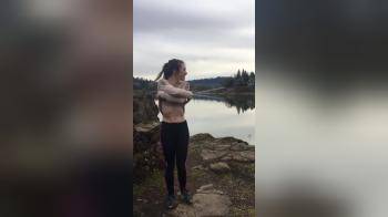 video of She shows her body at the lake