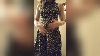video of Slim girl strips out of dress