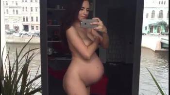video of beautiful pregnant woman recording herself