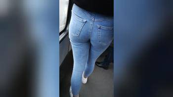 video of Blue jeans sexy ass in public transport