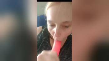 video of Krystal deepthroating dildo to show her skills