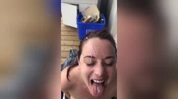 video of He sprays her face