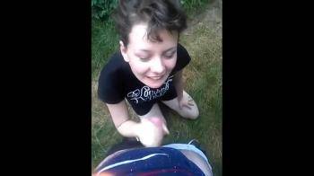 video of Outdoor blowjob ends with a facial