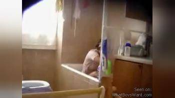 video of girl in bathroom