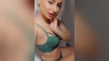 video of pretty blonde in green lingerie
