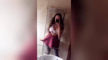 video of school girl mirror tease