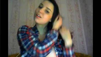 video of Brunette gets horny with guy on cam