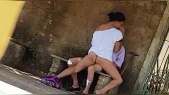 video of Secretly having sex with old man on a small bench
