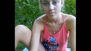video of Pretty blonde plays in the park on webcam