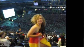 video of Blonde Flashing at a Stadium