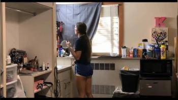 video of Brunette stripping in Dorm
