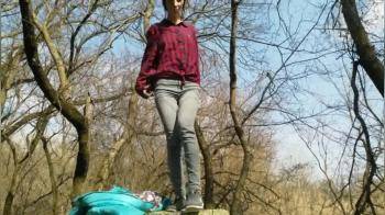 video of Slim Russian Teen Deepthroating In The Forest