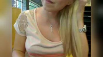 video of blonde bating in library