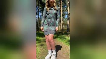 video of Lifts Dress to Show Her Tightness