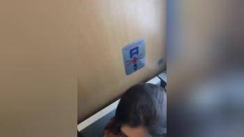 video of Guy bangs his cute friend in the toilet of a riding train and films it in the mirror