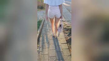 video of Sexy girl walking in shorts
