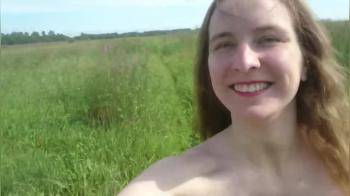 video of Nude Walk through the Grass, Naked Girl in the Countryside