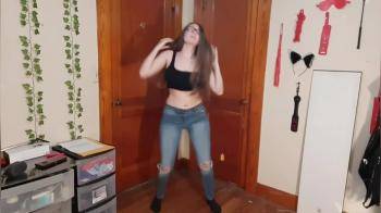 video of Happy dance stripping hot girl