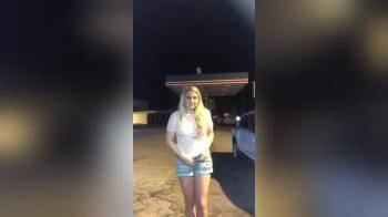 video of MILF stripping down at a gas station at night