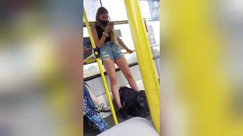 video of Young sexy lady in public transport