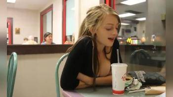 video of showing her titties in Arbys