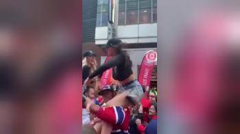 video of girl flashing a crowd