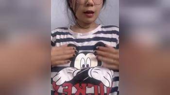 video of Asian with glasses flashing tits