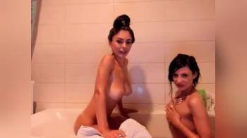 video of Webcam in the bath then babes lay up on sofa