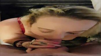 video of throat tattooed blonde girl sucking