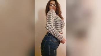 video of hot glasses nerd with big tits teases us