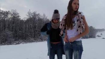 video of 2 girls In the snow masturbating and flashing