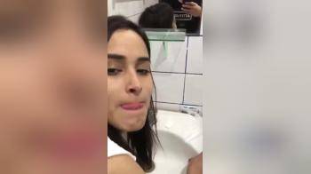 video of Cute latina getting fucked against the sink in public bathroom