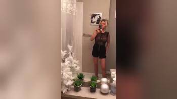 video of hot blonde posing in front of mirror