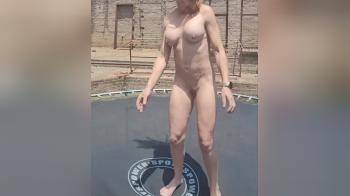 video of Love being naked outside trampoline