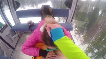 video of Crazy fuck with sexy girl in the lift at the ski resort