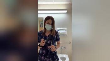video of Naughty nurse playing with herself in the hospital bathroom