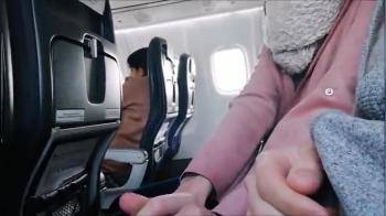 video of jerking off a cock in a full airplane