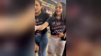 video of futbol fan flashes crowd