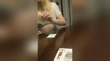 video of Strip poker loser so she strips