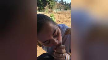 video of Beautiful girlfriend swallows outdoors