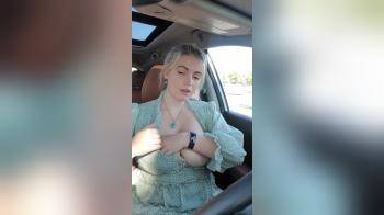 video of busty blonde tit flash and pussy closeup in car