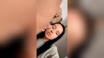 video of hot brunette takes facial