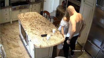video of security camera caught couple fucking in the kitchen