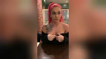 video of Flashing tits at the restaurant