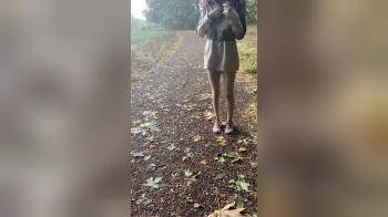 video of Rainy day hike with nothing on but my rain coat