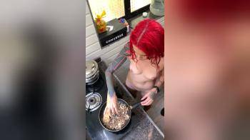 video of Wait for it, ok she is cooking naked