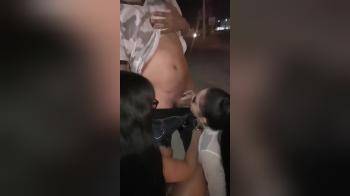 video of sucking off a guy outside the club while people are watching and filming it