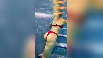 video of Blonde in public pool