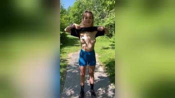 video of Hot young college titty drop on a run
