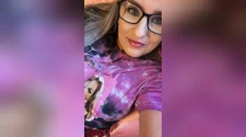 video of unusual tit drop by hottie with glasses